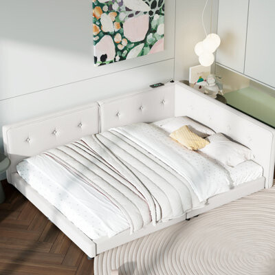 Lark Manor Upholstered Bed With Ports And A Construction For Durability Elegant Clean Silhouette