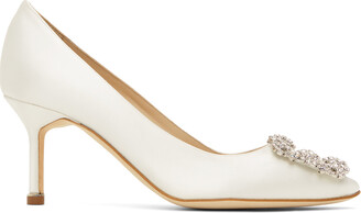 Manolo Blahnik White Hangisi Heels - ShopStyle Stiletto Pumps