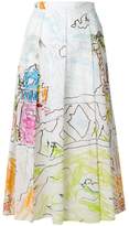 Marni pleated illustrated skirt 