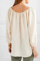 Thumbnail for your product : Hatch The Deanna Gathered Crinkled-satin Top - Ivory