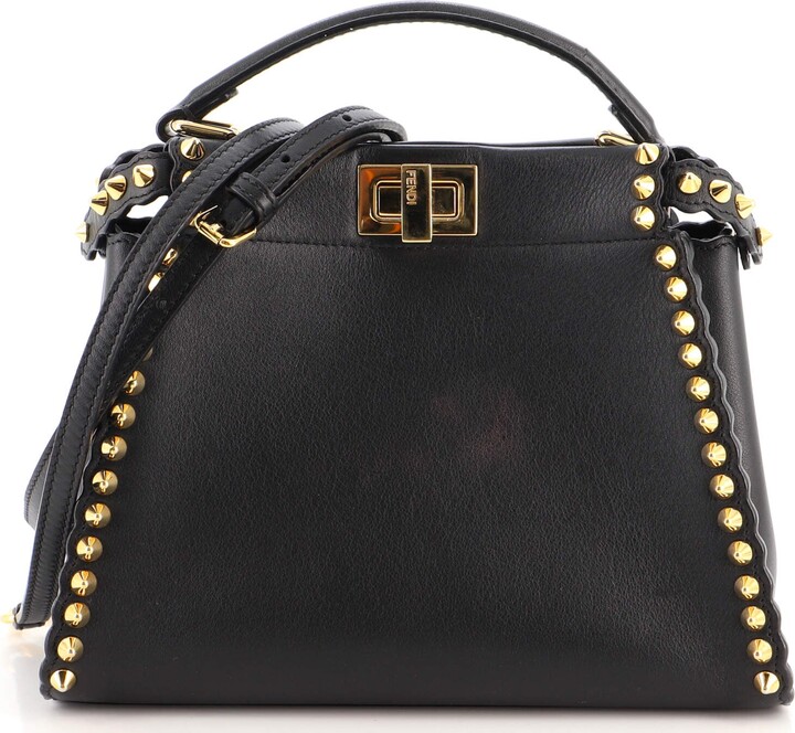 Fendi Peekaboo Bag Leather with Studded Detail Mini - ShopStyle