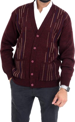 Louie James Mens Classic Zip and Button Up Gentleman Cardigan Long Sleeve Pattern Knitwear 