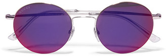 Gucci Round-frame Gold-tone Mirrored Sunglasses - Purple
