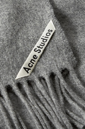 Acne Studios Canada Fringed Wool Scarf - Gray