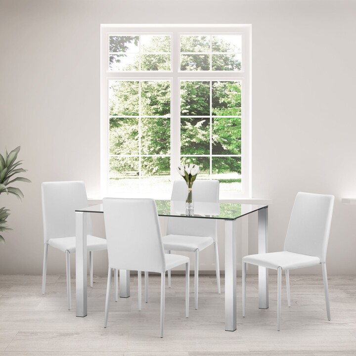 Dunelm Enzo Rectangular Glass Table Dining Table with 4 Jazz Chairs