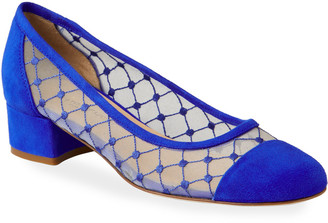 blue pumps block heel