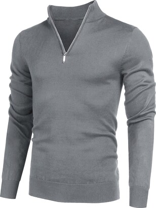COOFANDY Mens Jumpers Knitted Zip Neck Solid Cotton Jumpers 1/4 Zip Pullover 
