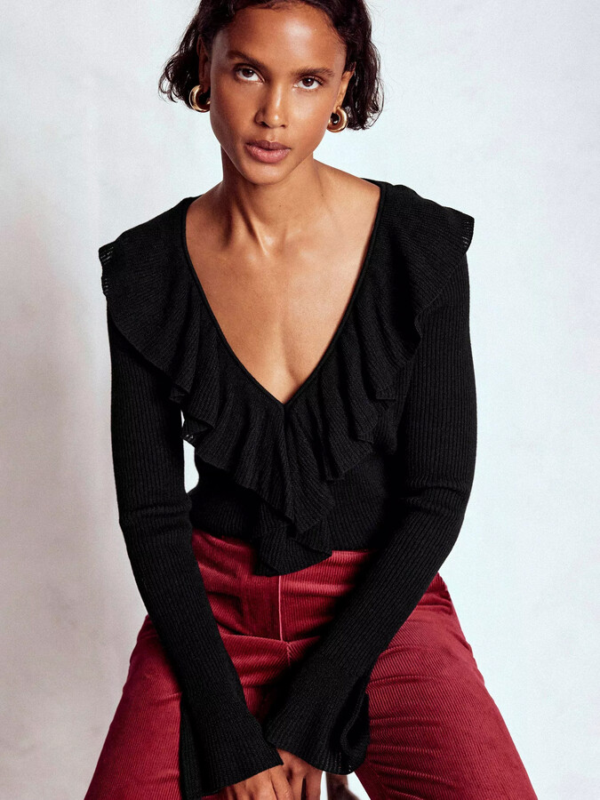 Boden Ruffled Rib Henley Jumper ShopStyle Turtleneck Knitwear