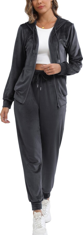 Grey Loungewear Femme Luxe Grey Tracksuit Velour Tracksuit