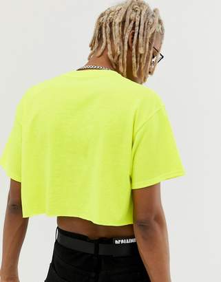 Reclaimed Vintage cropped fluorescent t-shirt in yellow