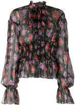 Thumbnail for your product : MSGM Floral-Print Long-Sleeved Blouse