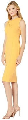 Donna Morgan Sleeveless Crepe Sheath Dress (Mimosa Yellow) Women's Dress
