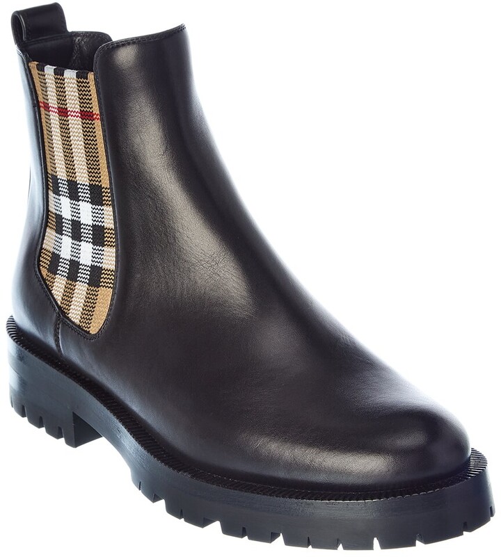 Burberry Vintage Check Detail Leather Chelsea Boot - ShopStyle