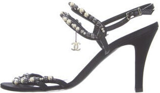 Chanel Interlocking CC Logo Leather Slingback Sandals - ShopStyle