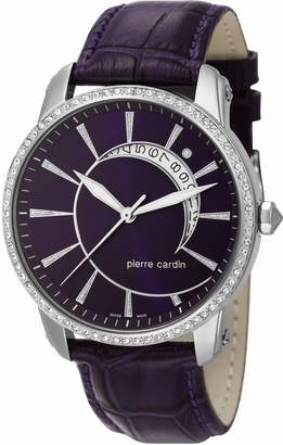 Pierre Cardin Labyrinthe Women's Quartz Watch with Purple Dial Analogue Display and Purple Leather Strap PC105692S07
