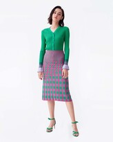 Thumbnail for your product : Diane von Furstenberg Rosa Ribbed Knit Fitted Skirt in Pink Green Gingham
