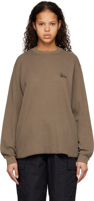 Stussy Brown Overdyed Long Sleeve T-Shirt
