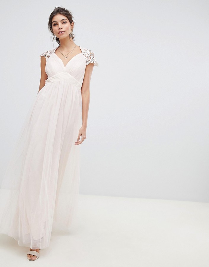 white empire waist maxi dress