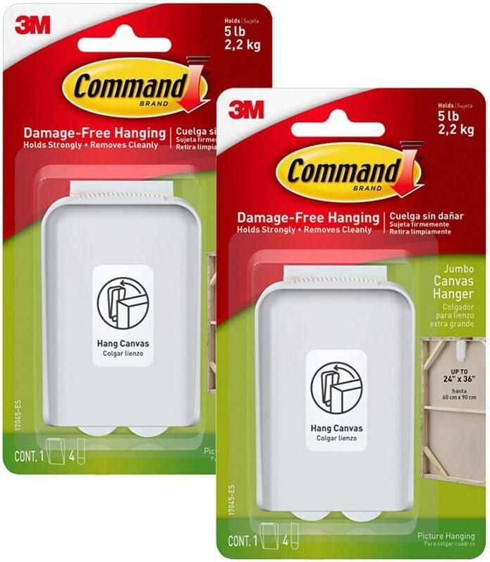 Command 5 lbs. Jumbo White Canvas Picture Hanger (2-Hook, 8-Strips)