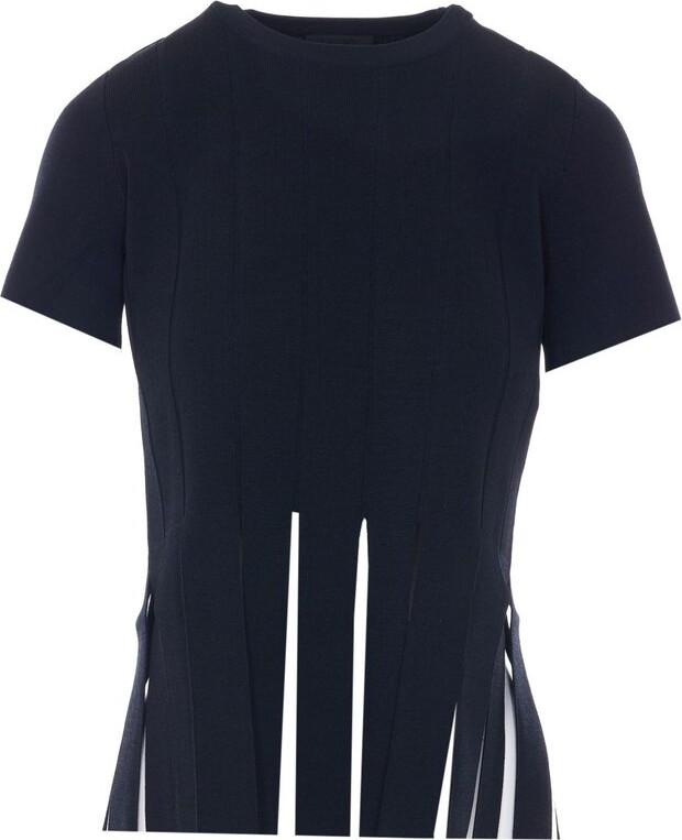Liu Jo Fringed Short-Sleeve Knitted Sweater