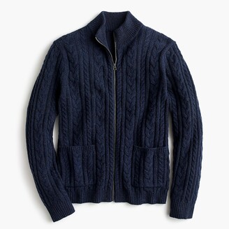 J.Crew Rugged merino wool cable-knit full-zip sweater