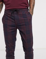 Thumbnail for your product : Topman pants in navy & burgundy check