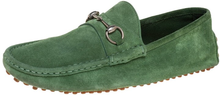 Gucci Green Suede Horsebit Loafers Size  - ShopStyle