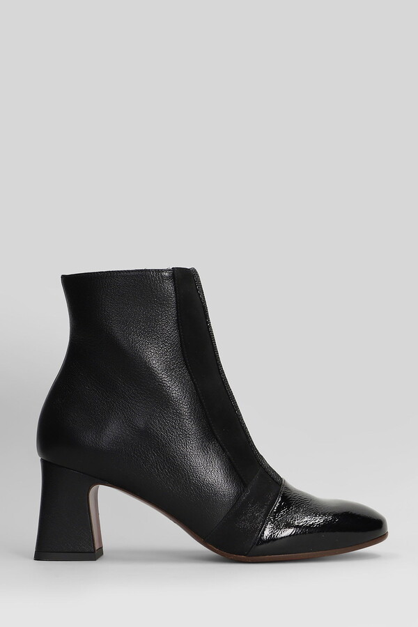 Fitas High Heels Ankle Boots In Black Leather