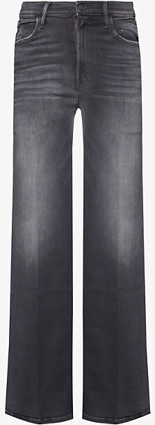Mother Womens Not Today Satan The Hustler Roller Sneak Faded Wash Straight-Leg Mid-Rise Stretch-Denim Blend Jeans 23