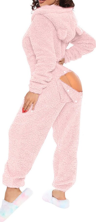 Odac Pink Onesie Pajamas With Back Flap Generic Butt Flap