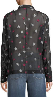 Rag & Bone Pearson Button-Down Star-Print Sheer Silk Shirt