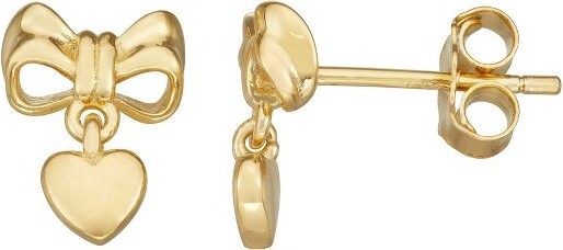 Junior Jewels JuniorJewels14KGoldOverSterlingSilverChildren'sHeartBowEarrings