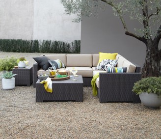 Crate & Barrel Ventura Umber 3-Piece Sofa Sectional with Stone Sunbrella Cushions