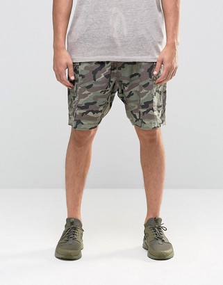 ASOS Slim Cargo Shorts in Linen Mix Washed Camo