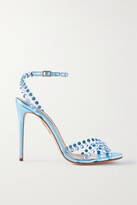 Thumbnail for your product : Aquazzura Tequila 105 Metallic Leather And Crystal-embellished Pvc Sandals - Blue