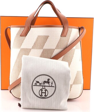 Hermes Cabas H en Biais Tote Canvas with Leather 27
