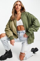 Thumbnail for your product : Topshop Oversize Colorblock Bomber Jacket