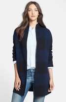 Thumbnail for your product : Nordstrom Leather Trim Plaid Cashmere Car Coat