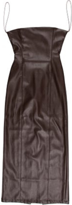 AAIZÉL Slip Dress Brown Sleeveless with Square Neckline Concealed Zip Closure at Back