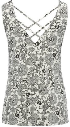 M&Co Floral print lattice back vest top