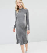 Thumbnail for your product : Mama Licious Mama.licious Mamalicious Striped Jersey Bodycon Dress With High Neck