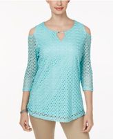 Thumbnail for your product : JM Collection Cold-Shoulder Crochet Top, Created for Macy's