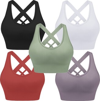 Sykooria Women's Sports Bras High Support Strappy Gym Workout Tops