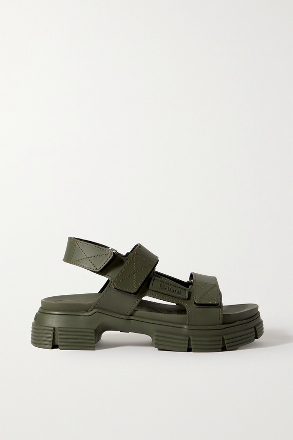 Ganni Recycled Rubber Sandals Green ShopStyle
