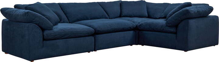 Sunset Trading Puff 4-Piece L-Shaped Fabric Slipcover Sectional in Navy