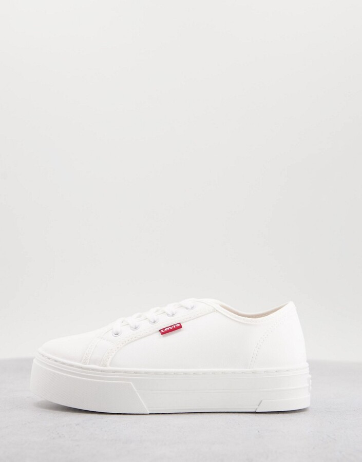 levis white platform trainers