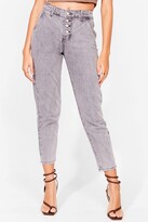 Thumbnail for your product : Nasty Gal Womens Acid Wash Button Up Mom Jeans - Grey - XL
