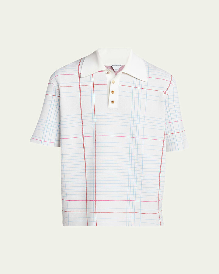 Bottega Veneta Men's Graph Check Polo Shirt