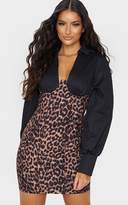 Thumbnail for your product : PrettyLittleThing Black Panelled Bodice Bodycon Shirt Dress