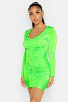 Thumbnail for your product : boohoo Long Sleeved Ruched Mini Dress